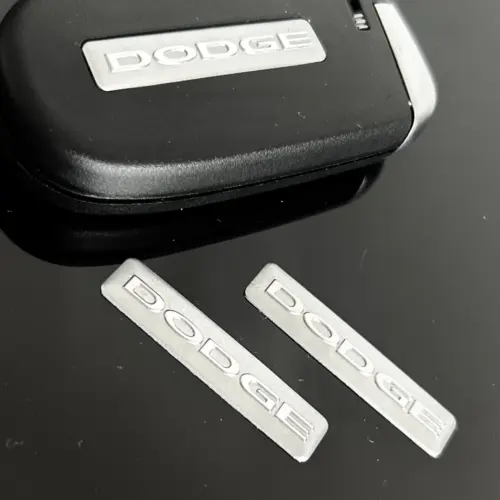 Alternative view of DODGE Chrome Silver RAM Jeep Cherokee Wrangler Patriot Liberty Emblem 40mm x 8mm ALULOGO