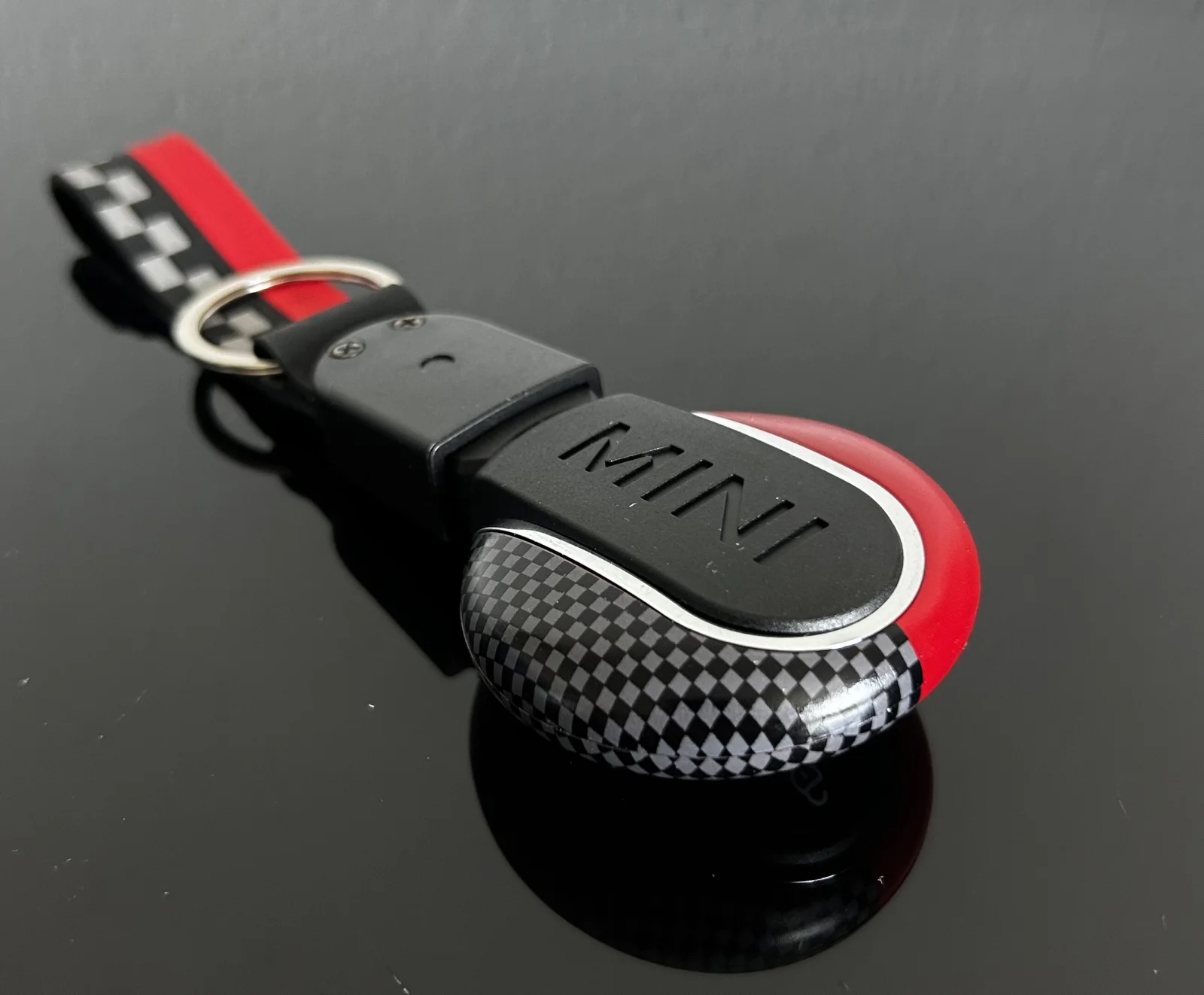 für MINI 2 teilig Schlüssel Anhänger Schlüsselband Copper CARBON/ROT Schlüsselring F56 F55 F54 F60 Cabrio F57 – Bild 5