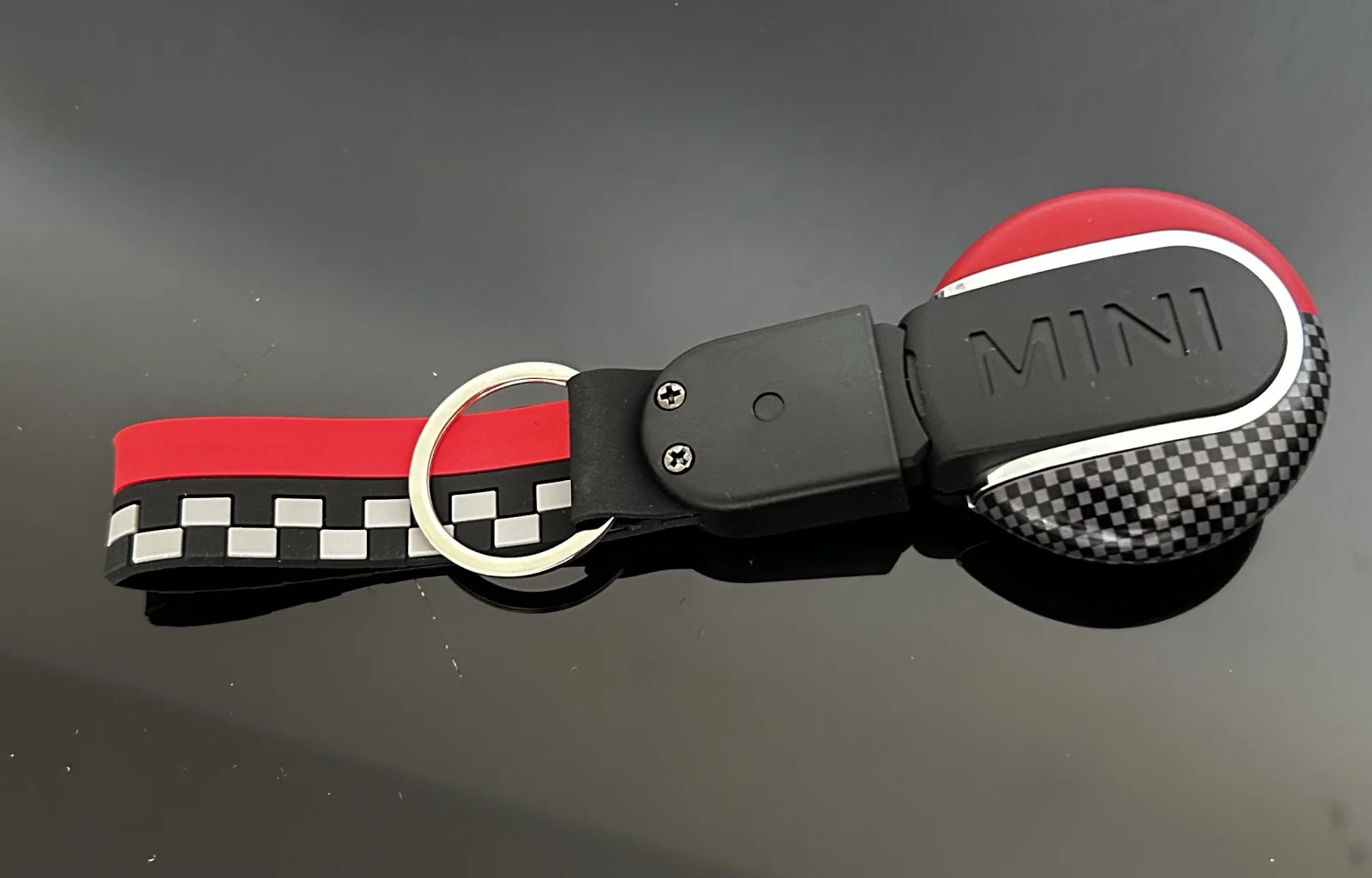 für MINI 2 teilig Schlüssel Anhänger Schlüsselband Copper CARBON/ROT Schlüsselring F56 F55 F54 F60 Cabrio F57 – Bild 6