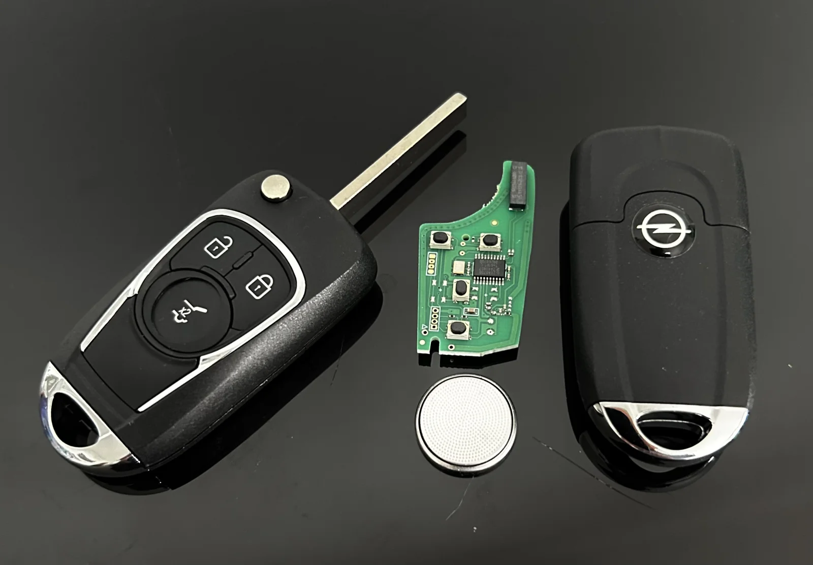 für OPEL 3 Tasten Schlüsselgehäuse mit Elektronik + Batterie Vectra Zafira Signum Corsa Merida Mokka Adam Astra Combo