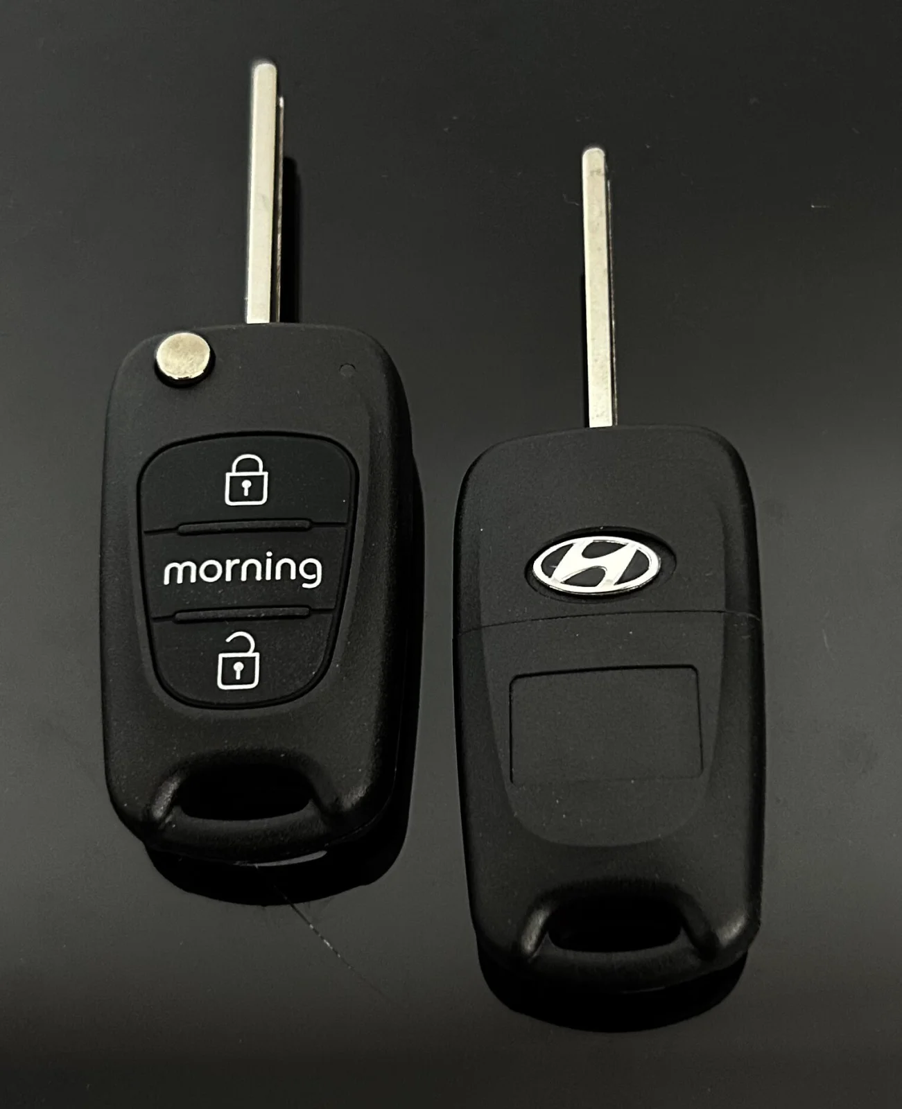 Hyundai Schlüsselgehäuse MORNING 3 Tasten EDITION schwarz mit Logo Emblem IX35 i20 IX45 Elantra Santa Fe HB20 Verna HY15 HY20