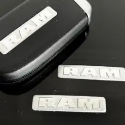 RAM Chrome Silver Dodge Jeep Cherokee Wrangler Patriot Liberty Emblem 40mm x 8mm ALULOGO