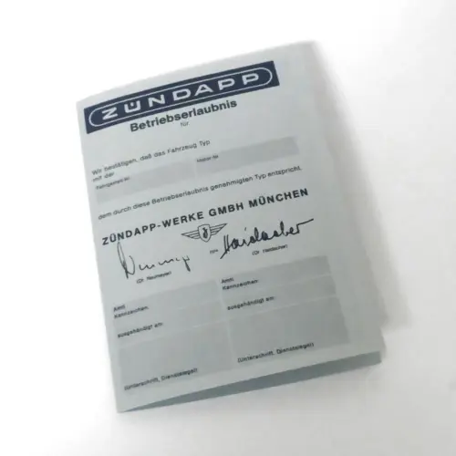 1 x Zündapp Inspektion Service Brief Garantie Betrieb Schein
