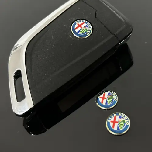 1x für Alfa Romeo new Schlüssel 11mm RUND Aufkleber ALU Schlüssellogo Emblem Schriftzug LOGO – Bild 3