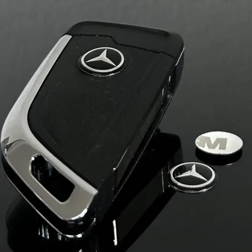 1x für MERCEDES 14mm Schlüsselemblem an Gehäuse glänzend schwarz Schlüssellogo Emblem Schriftzug LOGO Stern – Bild 3