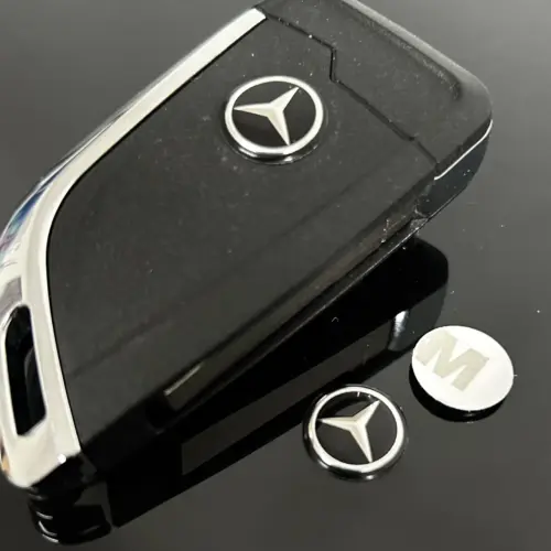 1x für MERCEDES 14mm Schlüsselemblem an Gehäuse glänzend schwarz Schlüssellogo Emblem Schriftzug LOGO Stern – Bild 4
