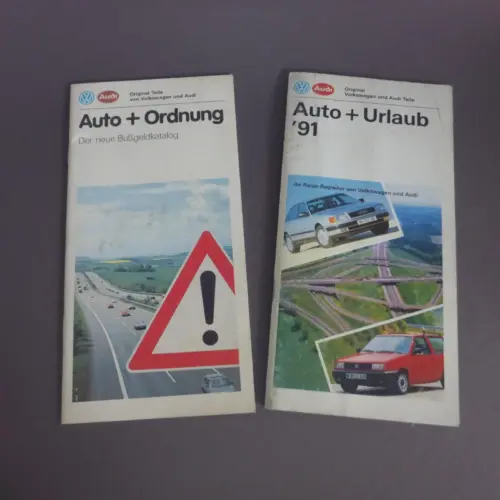 2x VW AUDI Auto+Urlaub Auto+Ordnung BuĂźgeldkatalog 1991