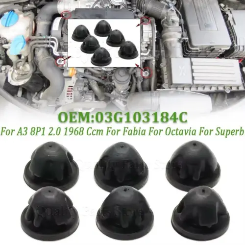 6x Kugelpfanne Gummi Motorabdeckung Gummitülle Puffer Befestigung VW 03G103184C – Bild 4