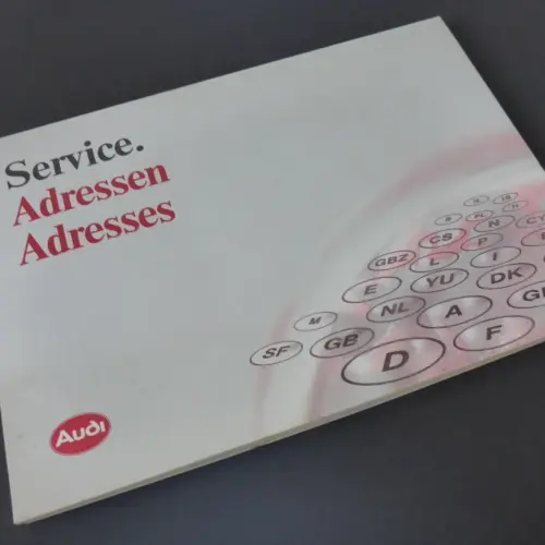 Audi Service Adressen ab `91 Wartung Service Landkarte Bordbuch