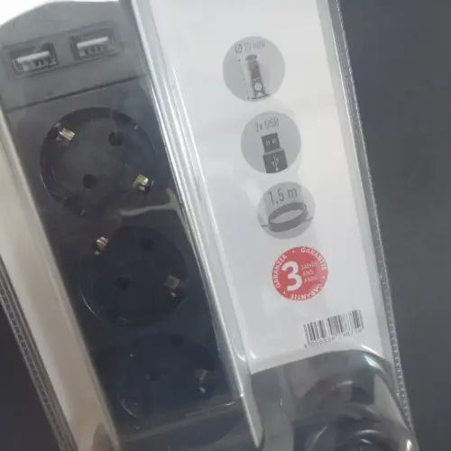 versenkbare 3er Tischsteckdosenleiste mit 2x USB Alu schwarz/silber OVP Einbau – Ansicht 2