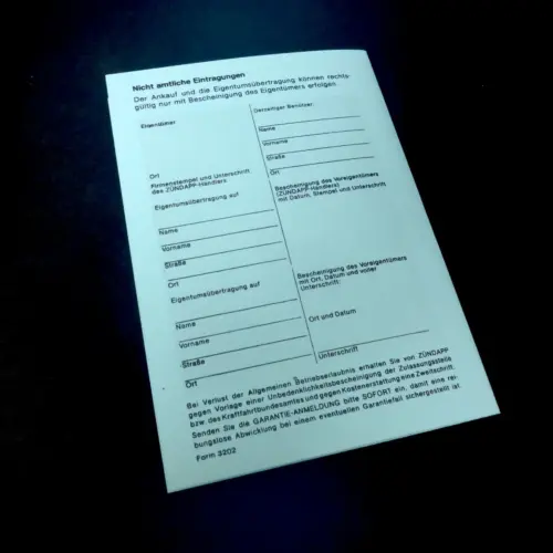 Alternative view of Zündapp Inspektion Service Brief Garantie Schein blau